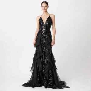 Carolina Herrera - Sequin Strap Ruffle Detail Gown